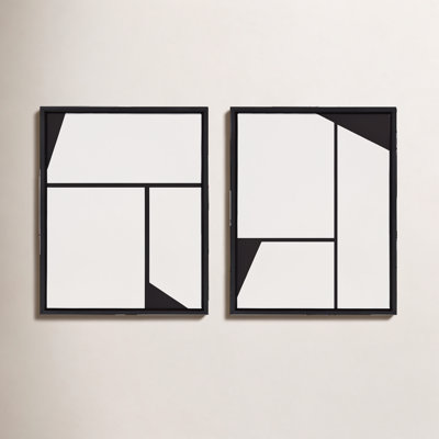 Sleek Luxe Minimalist Black and White Abstract by The Creative Bunch Studio Framed Canvas Wall Art Set