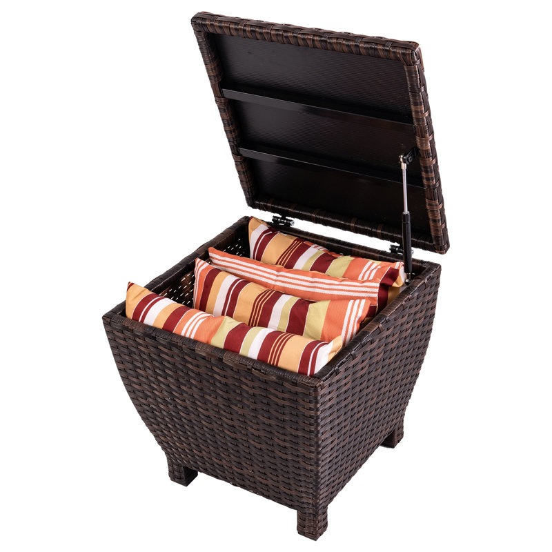 Petite boîte de rangement d'extérieur avec couvercle, Brun