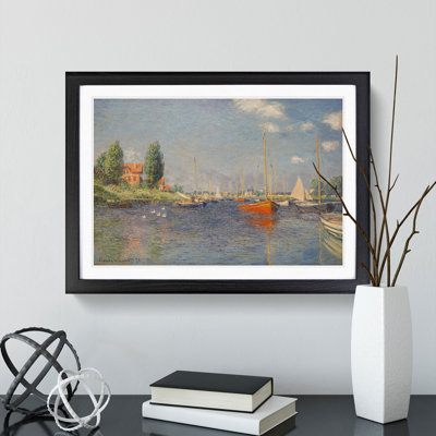 Red Boats in Argenteuil by Claude Monet - Framed Print