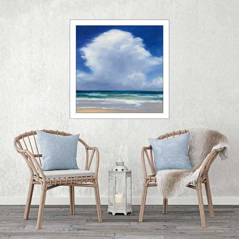 «Beach Clouds II», reproduction de peinture acrylique sur toile tendue encadrée, H 21,5 po x l 21,5 po x P 0,75 po