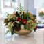 HYDRANGEAS, ORCHIDS IN GOLD HAMMERED METAL