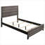 Structure de lit à panneau de style rustique en bois massif, s'adapte à un grand matelas standard, nécessite un sommier tapissier, finition chêne gris froid