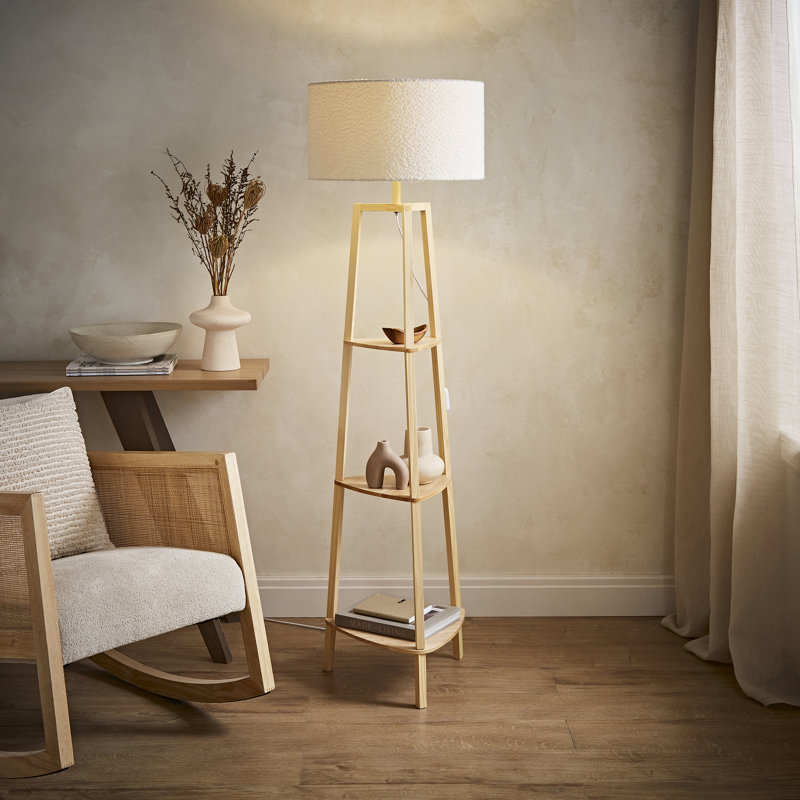 Amandip 137.5cm Tray Table Floor Lamp, Natural, Cream, Yes