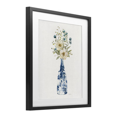 Chinoiserie Blooms Flowers Framed Print Under Glass, design by Carol Robinson