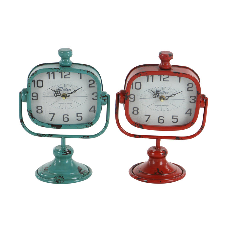 Rustic Analog Metal Quartz Movement / Crystal Tabletop Clock in