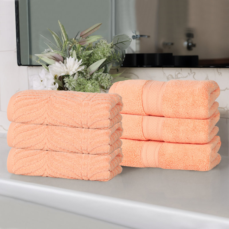 Débarbouillette en coton jacquard Fruitville, Pêche
