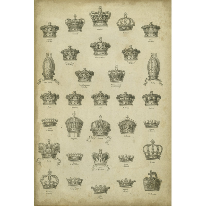 Heraldic Crowns & Coronets V 1 Piece Wrapped Canvas Wall Art, 122cm H x 81cm W