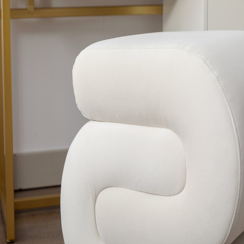 Repose-pieds / tabouret en S en velours - blanc, White