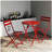 3 Piece Patio Bistro Set of Foldable Round Table and Chairs, Red-1383993095