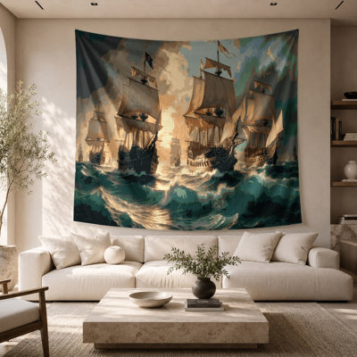 Nautical Pirate ships Wall Tapestry