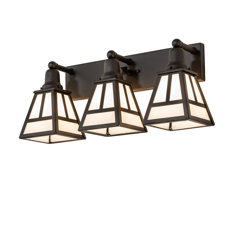 "T" Mission 3-Light Vanity Light, 10" H x 24" W x 8" D, White, Oil Rubbed Bronze