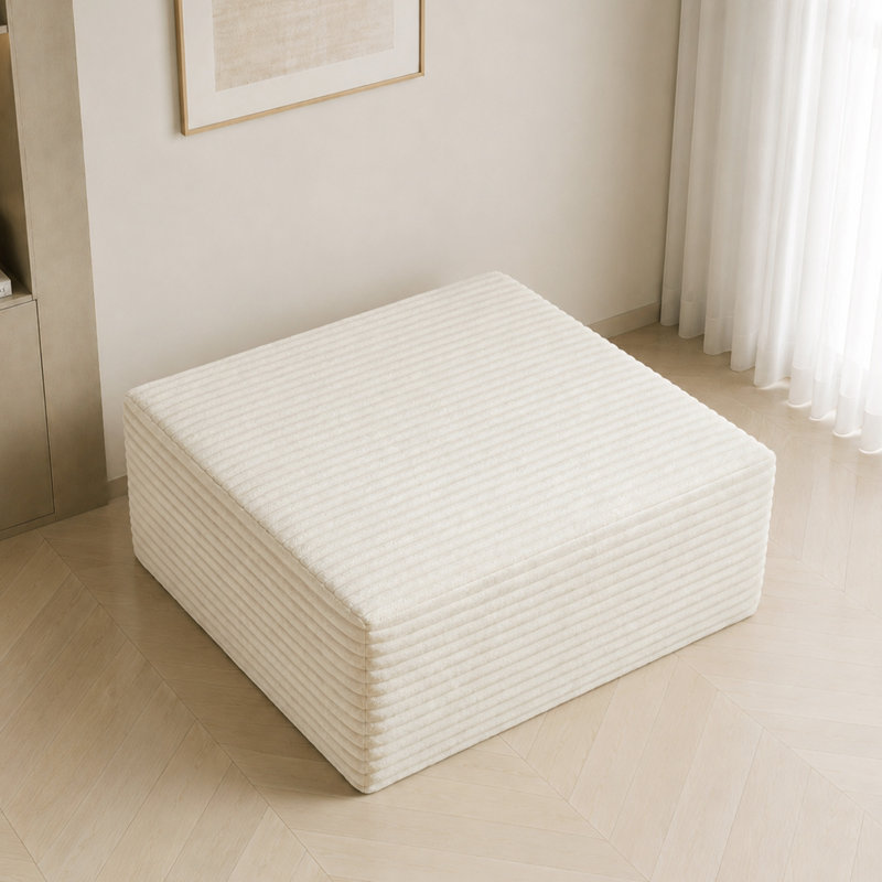 1 Seater Corduroy Sectional, Beige