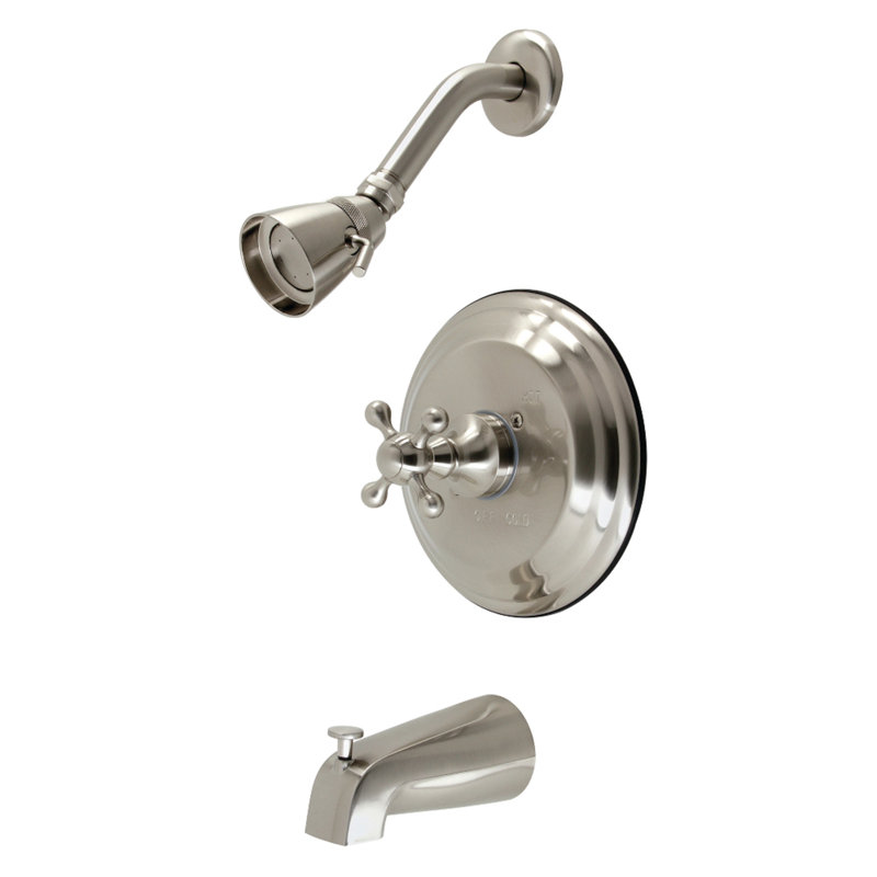 Kingston Brass Single-Handle Pressure Balanced Tub and Shower Faucet, Brushed Nickel