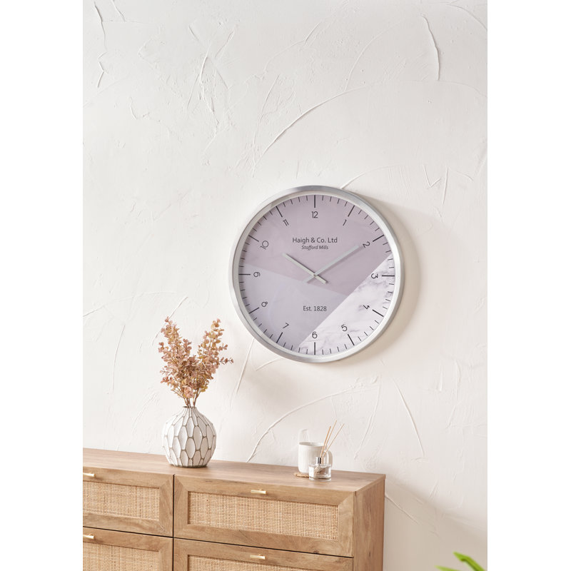 Metal Wall Clock, White/Silver
