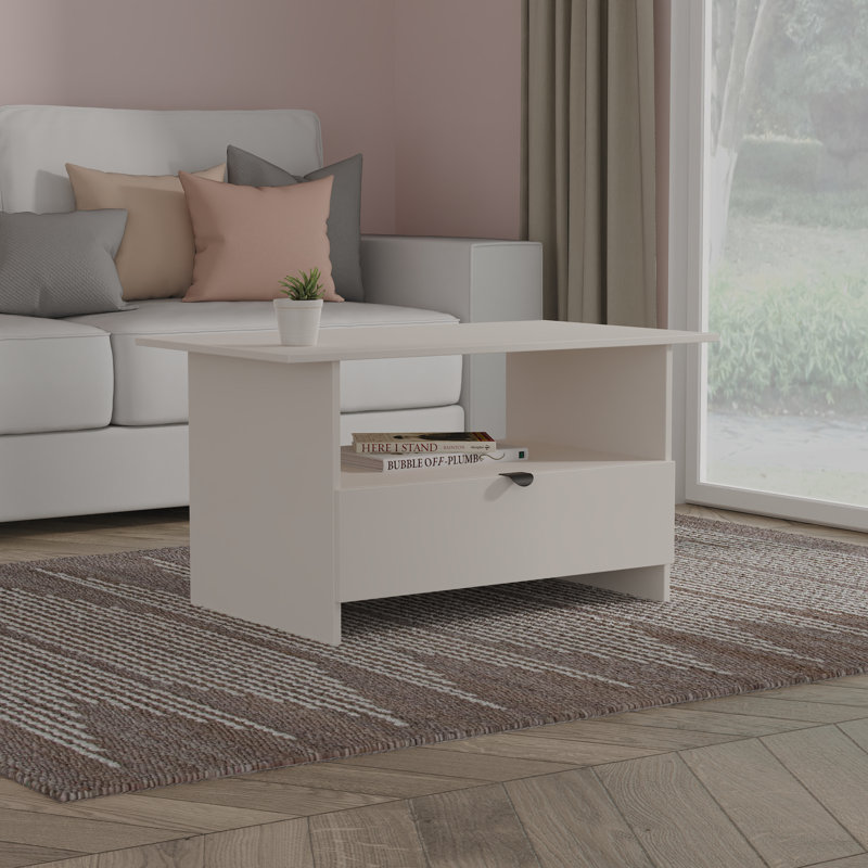 Sunehri Coffee Table with Storage, White