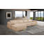 Canapé modulaire en L en cuir véritable 4 pièces beige avec 3 fauteuils inclinables électriques et appuis-tête réglables-130816886-130816889