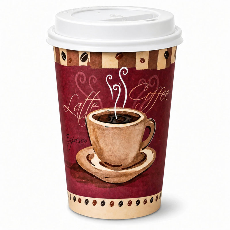 Gobelets en papier 16 oz avec couvercle en dôme blanc Heaven Poly, 50