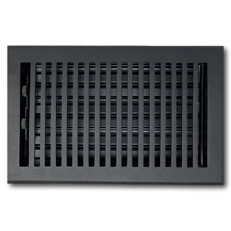 Madelyn Carter Solid Aluminum Contemporary Vent Cover with Damper - Floor & Wall Register - Black, Black