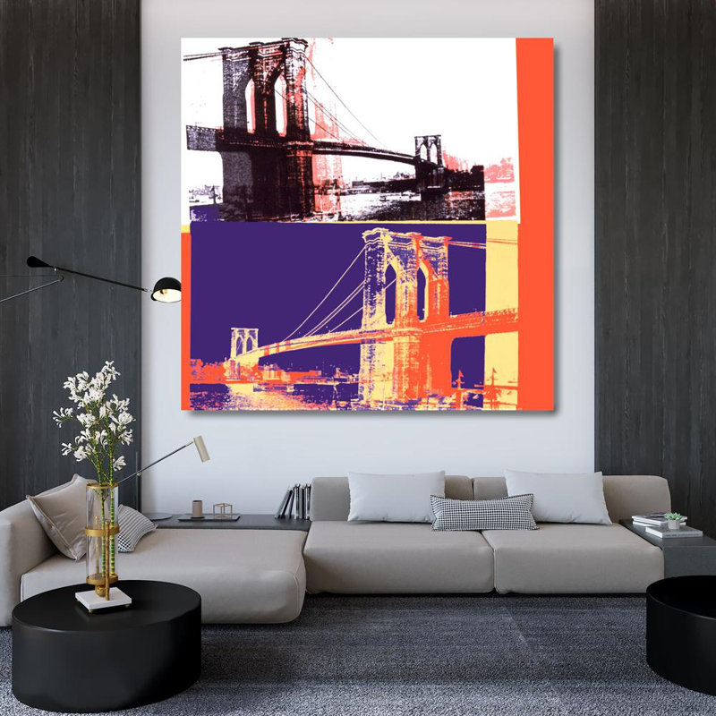 Pont de Brooklyn, 1990 (pont noir / fond blanc), H 36 po x l 36 po