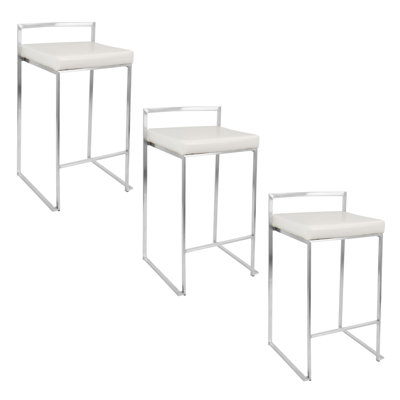 Tabourets de bar contemporains empilables de 30 pouces en acier inoxydable avec coussins en similicuir | Idée de cadeau