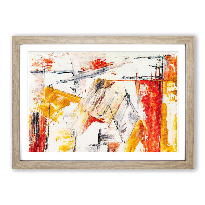 Abstract Art Painting Vol.461 by S.Johnson - Picture Frame Painting Print, 62cm H x 87cm W x 2cm D, Oak Framed