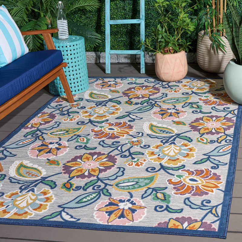 Tapis Cabana 432 à motif floral pour intérieur/extérieur, Rectangle 5'-1 x 7'-6