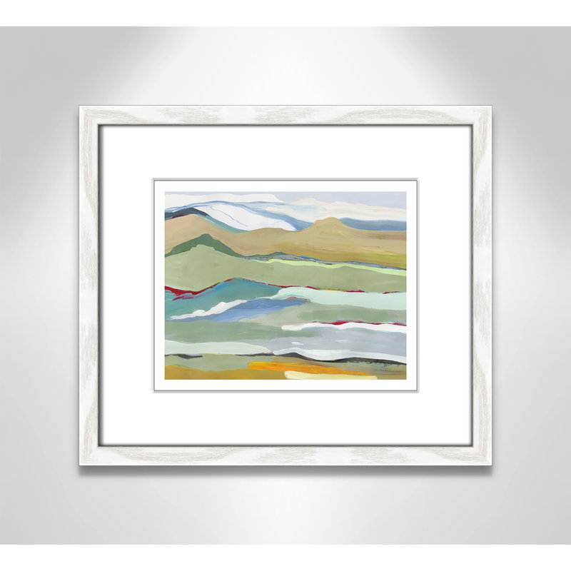 Dee Goodbye Summer on the Hills - Picture Frame Painting, 13" H x 15" W x 0.75" D, White Wood Framed