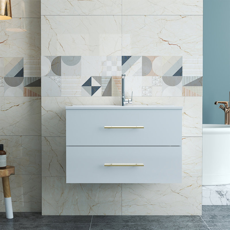 Ensemble de meuble-lavabo mural blanc brillant 30 po avec lavabo, 30", Blanc lustré