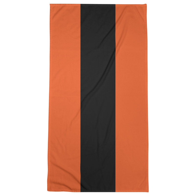 Bath Towel, Orange/Black/Orange, Microfiber