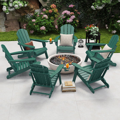 Chaise Adirondack pliante Hdpe pour l'extérieur avec porte-gobelet (ensemble de 6)