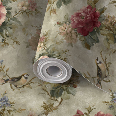 Peel and Stick Wallpaper Contact Paper Romantic Garden Botanical Rose Self Adhesive and Removable 24in x 118in(60x300cm)