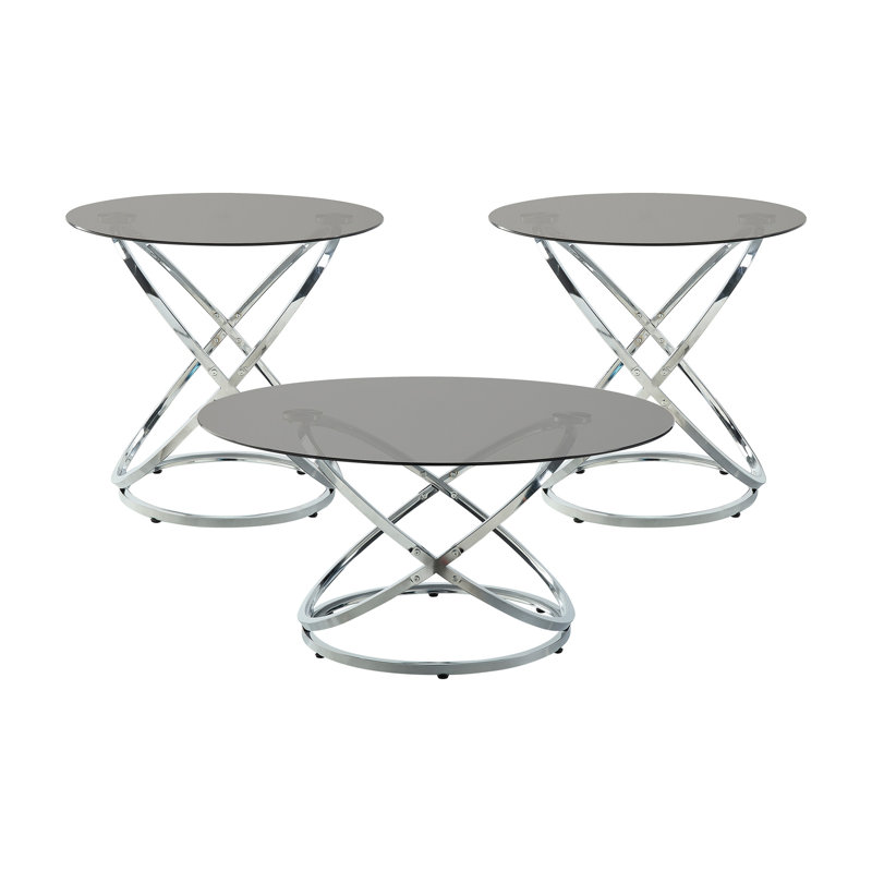 Ensemble de tables d'appoint 3 pièces Luxury Finish Chrome