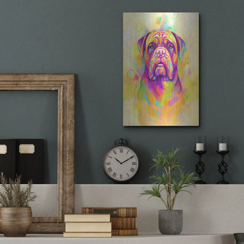 Red Barrel Studio «Pop Art Dogue De Bordeaux» par Furbaby Affiliates, art mural en métal, H 16 po x l 12 po