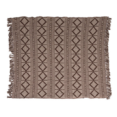 Soft Recycled Cotton Blend Throw with Diamond Pattern