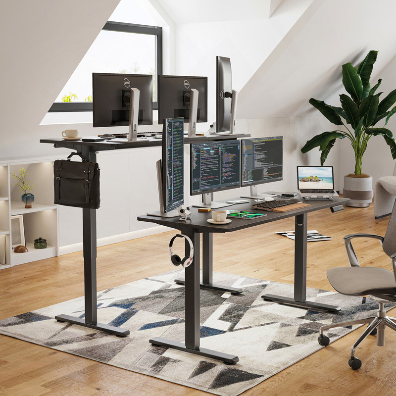 Bureau de travail électrique à hauteur réglable, Gris