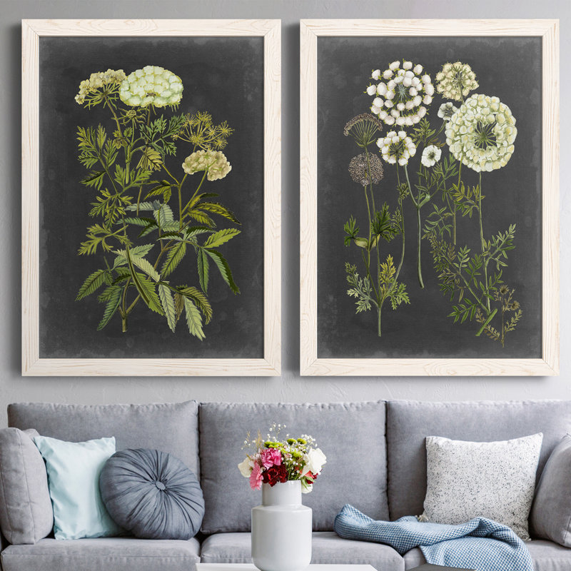 Ex-libris floral I, reproduction d'art sur toile, H 43,5 po x l 31,5 po, Toile encadrée, Blanc