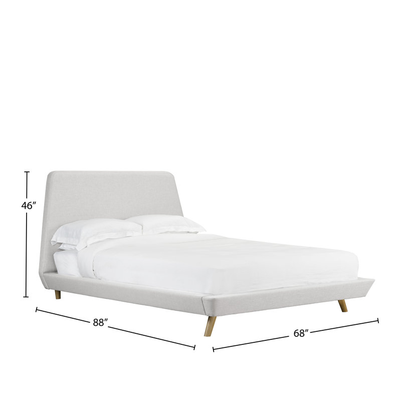Lit plateforme tapissier Brophy, Blanc cassé, Grand