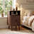 Fluted Nightstand Set, Mid Century Modern End Table 2 PCS With Open Shelf and Cabinet, Curved Round Edge Wooden Bedside Table With Slide Doors, Walnut (Set of 2)-120593306-119360974