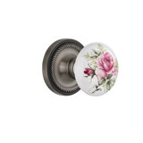 Rope Rosette with White Rose Porcelain Door Knob
