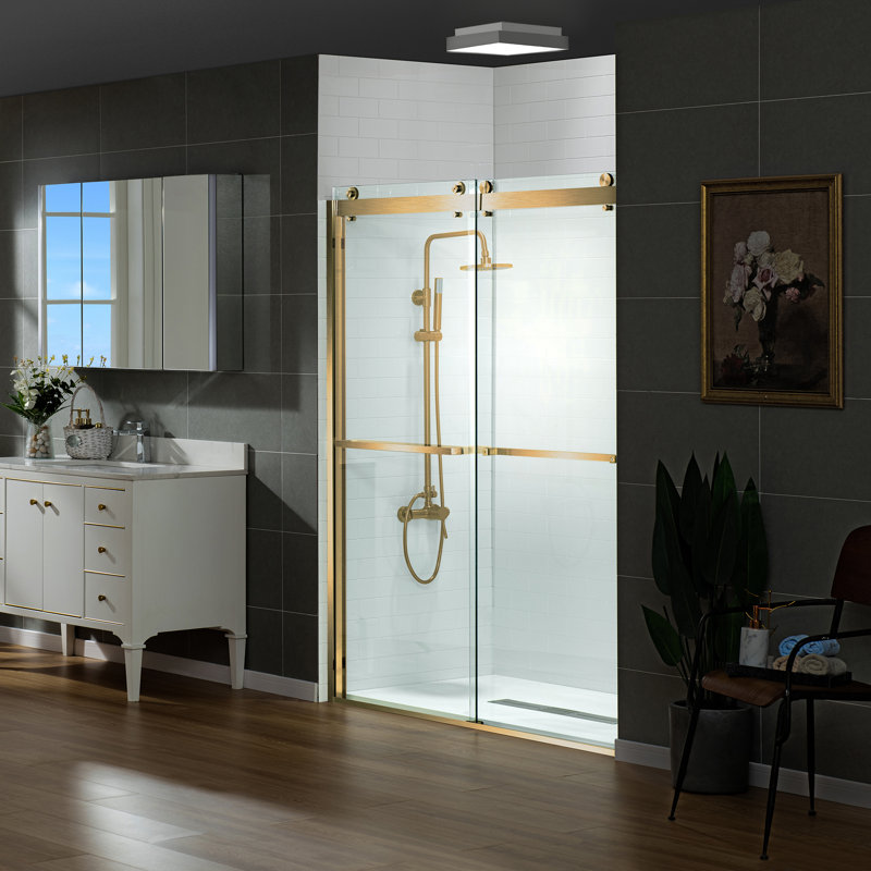 56-60x76" Double Sliding Shower Door with 3/8" Thickened Upgrade Tempered Glass | Stainless Steel Hardware | Safe, Explosion-Resistant, Clear & Stylish, Sturdy & Durable 