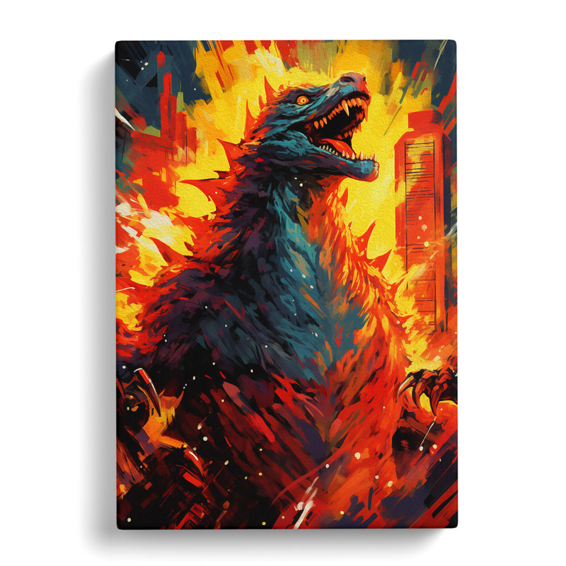 Godzilla Expressionism Art - Wrapped Canvas, 50cm H x 35cm W x 3cm D