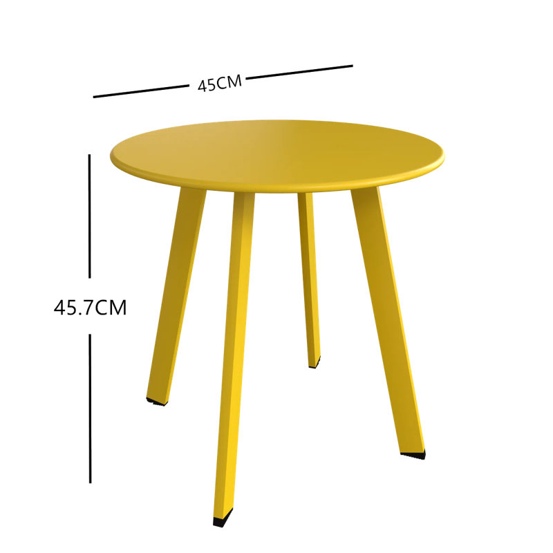 Round Metal Outdoor Side Table , 45.1cm cm W 45.1cm cm D, Yellow