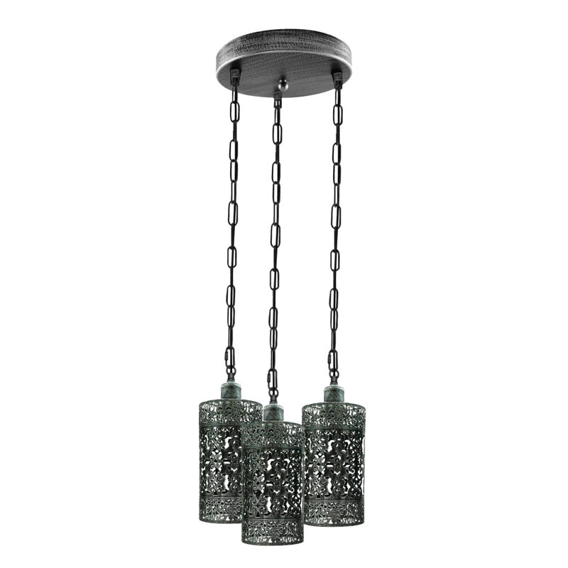 Mohn 3 - Light Cluster Cylinder Pendant, Brushed Silver