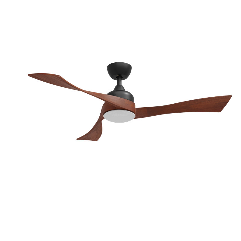 Brown Ceiling Fan With Solid Wood Blades, Led Light And App Control