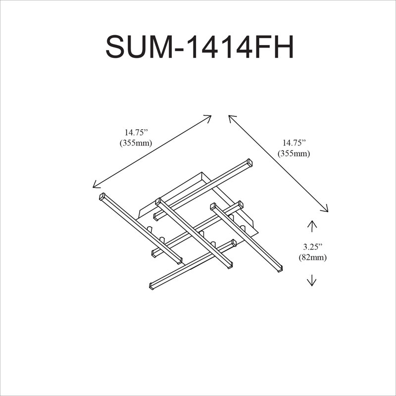 Summit Light Unique/Statement Geometric Flush Mount, 2" H x 15.5" W x 15.5" D, Polished Chrome