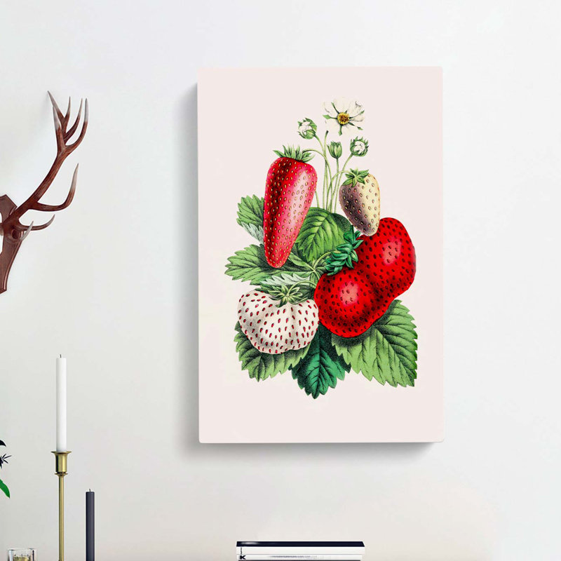 Wild Strawberry Illustration - Wrapped Canvas, 60cm H x 40cm W x 3cm D
