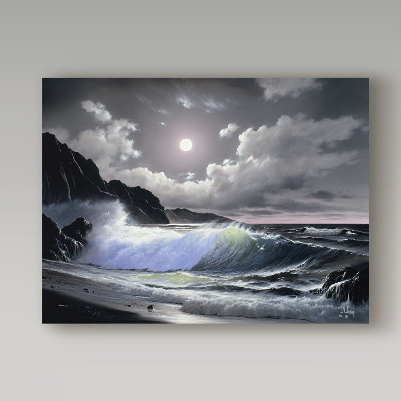 Fikes «Dark Coast Line 2», reproduction de peinture à l'huile sur toile tendue, H 18 po x l 24 po