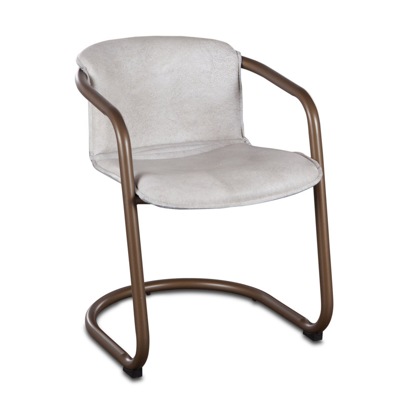 Chaise avec accoudoirs en métal Gubman, Blanc rétro