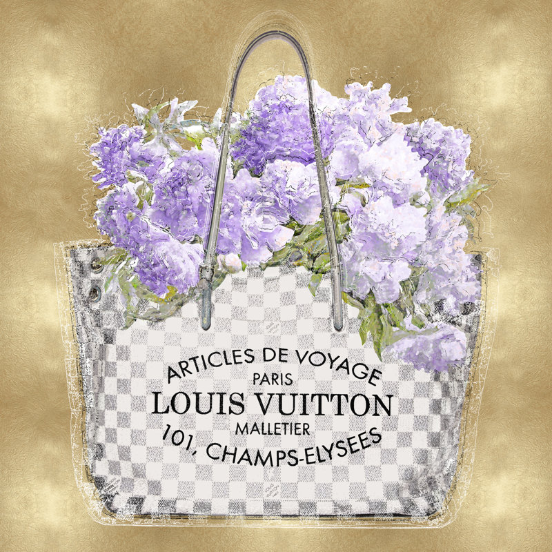 Lavender Bouquet On Gold by Madeline Blake - Wrapped Canvas Print, 30cm H x 30cm W