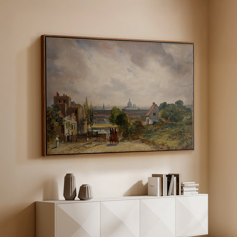 La maison de sir Richard Steele, Hampstead, v. 1832 - John Constable, toile tendue avec châssis encadrée, 26 x 40, Noyer
